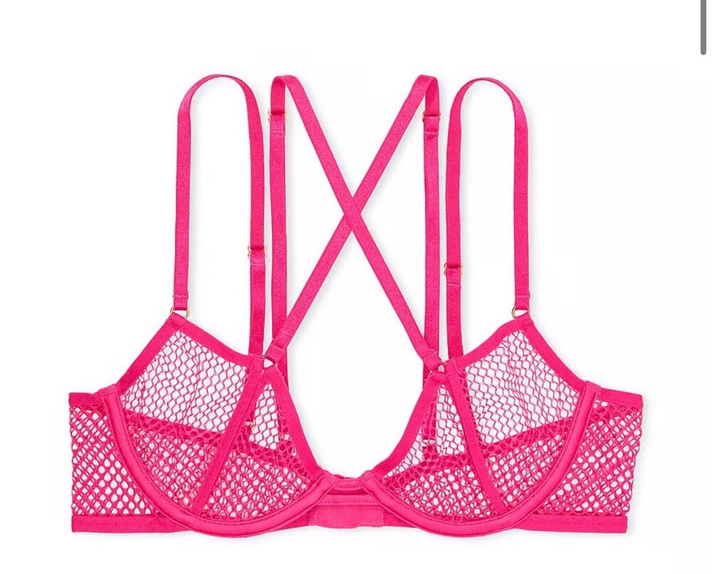 Victoria's Secret Very Sexy Fishnet Open-Cup Low-Cut Demi Bra Small-DD Pink